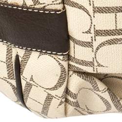 Pre Owned Carolina Herrera Brown/White Monogram Coated Canvas Chain Tote