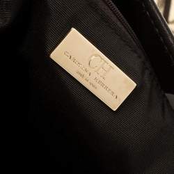 Pre Owned Carolina Herrera Brown/White Monogram Coated Canvas Chain Tote