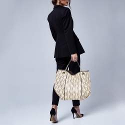 Pre Owned Carolina Herrera Brown/White Monogram Coated Canvas Chain Tote