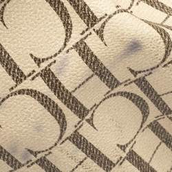 Pre Owned Carolina Herrera Brown/White Monogram Coated Canvas Chain Tote