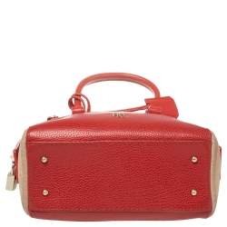 Pre Owned Carolina Herrera Red/Beige Leather and Nubuck Small Satchel