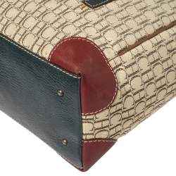 Pre Owned Carolina Herrera Multicolor Canvas and Leather Tote