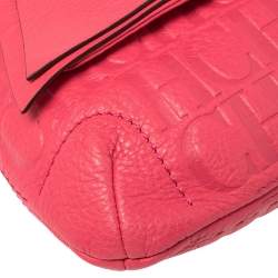 مملوكة مسبقًا Carolina Herrera Neon Pink Monogram Leather Audrey Shoulder Bag