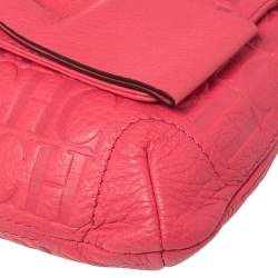 مملوكة مسبقًا Carolina Herrera Neon Pink Monogram Leather Audrey Shoulder Bag