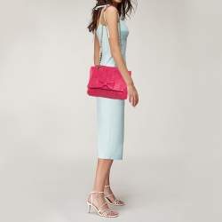 مملوكة مسبقًا Carolina Herrera Neon Pink Monogram Leather Audrey Shoulder Bag
