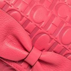 مملوكة مسبقًا Carolina Herrera Neon Pink Monogram Leather Audrey Shoulder Bag