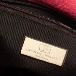 مملوكة مسبقًا Carolina Herrera Neon Pink Monogram Leather Audrey Shoulder Bag