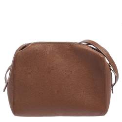 Pre Owned Carolina Herrera Brown Leather Zip Crossbody Bag