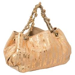 Pre Owned حقيبة يد كارولينا هيريرا يد سلسلة سويدي مونوغرامي بيج