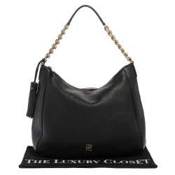 Pre Owned Carolina Herrera Black Pebbled Leather Hobo