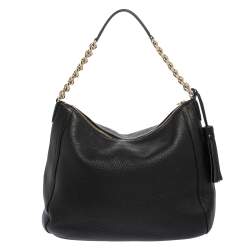 Pre Owned Carolina Herrera Black Pebbled Leather Hobo