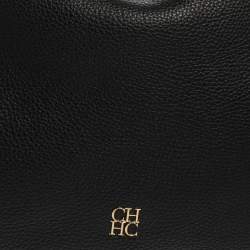 Pre Owned Carolina Herrera Black Pebbled Leather Hobo