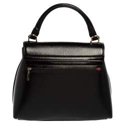Pre Owned Carolina Herrera Black Monogram Patent Leather Flap Top Handle Bag
