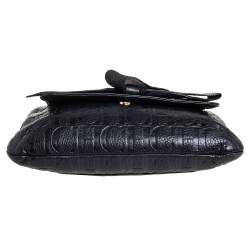 Pre Owned Carolina Herrera Black Monogram Leather Audrey Shoulder Bag