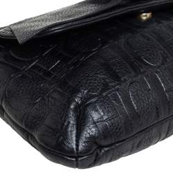 Pre Owned Carolina Herrera Black Monogram Leather Audrey Shoulder Bag