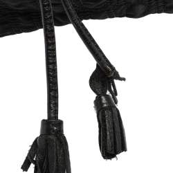 Pre Owned CH Carolina Herrera Black Embossed Nylon Bow Bucket Bag