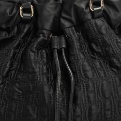 Pre Owned CH Carolina Herrera Black Embossed Nylon Bow Bucket Bag