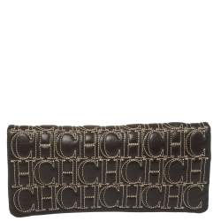 Pre Owned Carolina Herrera Black Monogram Leather Jerry Clutch