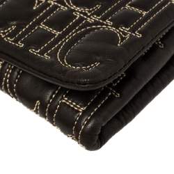 Pre Owned Carolina Herrera Black Monogram Leather Jerry Clutch