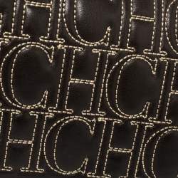 Pre Owned Carolina Herrera Black Monogram Leather Jerry Clutch