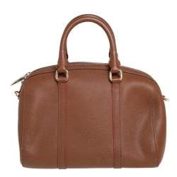 Pre Owned Carolina Herrera Brown Textured Leather Mini Andy Boston Bag