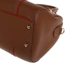 Pre Owned Carolina Herrera Brown Textured Leather Mini Andy Boston Bag