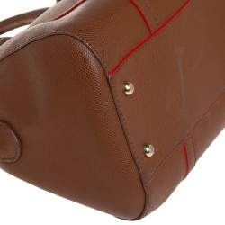 Pre Owned Carolina Herrera Brown Textured Leather Mini Andy Boston Bag