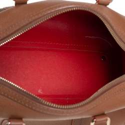 Pre Owned Carolina Herrera Brown Textured Leather Mini Andy Boston Bag