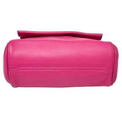 Pre Owned Carolina Herrera Pink Leather Mini Minuetto Top Handle Bag