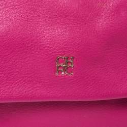 Pre Owned Carolina Herrera Pink Leather Mini Minuetto Top Handle Bag