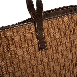 Pre Owned حقيبة يد شوبر سى أتش كارولينا هيريرا جلد وكانفاس مونوغرامى وكانفاس مونوغرامى بنى 