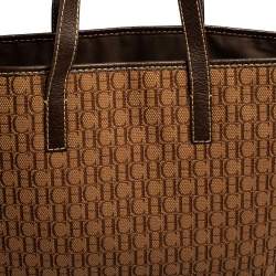 Pre Owned حقيبة يد شوبر سى أتش كارولينا هيريرا جلد وكانفاس مونوغرامى وكانفاس مونوغرامى بنى 