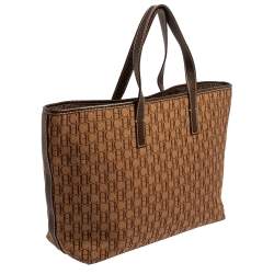 Pre Owned حقيبة يد شوبر سى أتش كارولينا هيريرا جلد وكانفاس مونوغرامى وكانفاس مونوغرامى بنى 