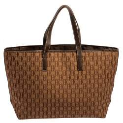 Pre Owned حقيبة يد شوبر سى أتش  كارولينا هيريرا جلد وكانفاس مونوغرامى وكانفاس مونوغرامى بنى 