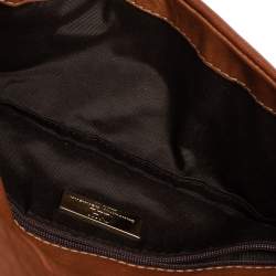 Pre Owned Carolina Herrera Brown Monogram Leather Clutch