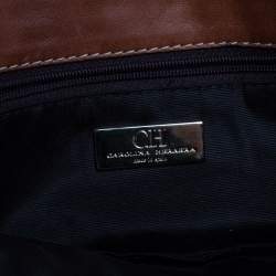 Pre Owned Carolina Herrera Brown Monogram Leather Clutch