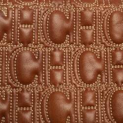 Pre Owned Carolina Herrera Brown Monogram Leather Clutch