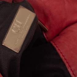 Pre Owned CH Carolina Herrera Red CH Embossed Leather Expandable Hobo