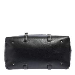 Pre Owned Carolina Herrera Black Monogram Embossed Leather Tote