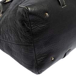 Pre Owned Carolina Herrera Black Monogram Embossed Leather Tote