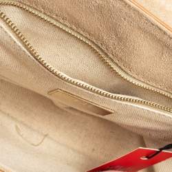 Pre Owned حقيبة كتف كارولينا هيريرا قلاب بسلسلة جلد بني/ أسود  