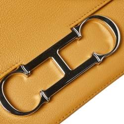 Pre Owned CH Carolina Herrera Mustard Leather Initials Insignia Shoulder Bag