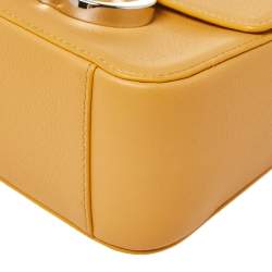 Pre Owned CH Carolina Herrera Mustard Leather Initials Insignia Shoulder Bag