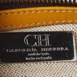 Pre Owned CH Carolina Herrera Mustard Leather Initials Insignia Shoulder Bag