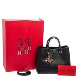 Pre Owned حقيبة يد سي أتش كارولينا هيريرا حلية جلد منقوش أسود