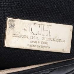 مملوكة مسبقًا حقيبة كتف سي أتش كارولينا هيريرا جلد مبطن بنقشة الزهور أسود سلسلة وقلاب 