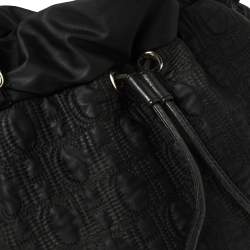 Pre Owned CH Carolina Herrera Black Monogram Nylon Drawstring Shoulder Bag