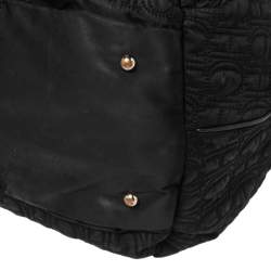 Pre Owned CH Carolina Herrera Black Monogram Nylon Drawstring Shoulder Bag