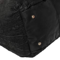 Pre Owned CH Carolina Herrera Black Monogram Nylon Drawstring Shoulder Bag