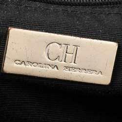 Pre Owned CH Carolina Herrera Black Monogram Nylon Drawstring Shoulder Bag